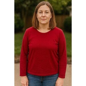 St. John's Bay Women 0X Red Long Sleeve Pullover Shirt Minimalist Light Academia